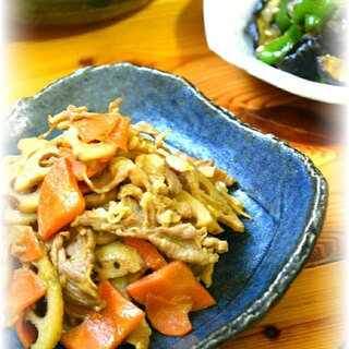 蓮根と人参と豚肉の時雨煮